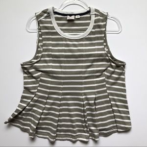 Anthropologie Postmark Sage Striped Peplum Tank